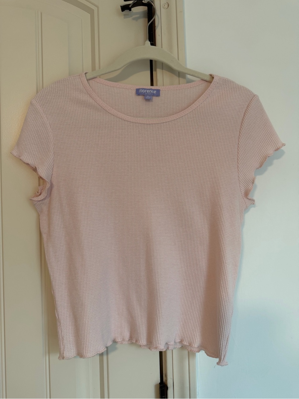 Pink Waffle Knit Short Sleeve Tee